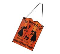 ABOOFAN 1 Panneau Décoratif De Porte Dhalloween Sorcière Orange Pour Fête Bureau Maison Café Restaurant