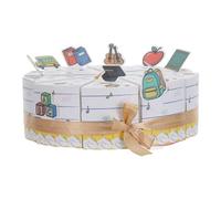 ABOOFAN 10 Pièces Lot à Gâteau Triangulaires en Papier Décorées Éléments Scolaires, Structure Gain de Place et Contrôle Facile des Portions pour Fêtes de Rentrée