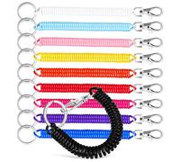 ABOOFAN 10 pièces Lot de Porte-clés Spirale Extensible Élastique pour Poignet Porte-Clef Corde Rétractable Accessoires Pratiques et Colorés pour Clés et Badges