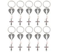 ABOOFAN 10 Pièces Porte-clés Croix avec Ailes Cœur Cadeau pour Mariage et Baptême Souvenir de Communion Élégant et Symbolique