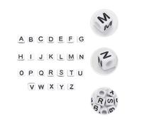ABOOFAN 100 Perles Carrées en Acrylique Lettres Alphabet Noir et Blanc Perles Soi-Même pour Bijoux DIY Accessoires Créatifs Garçon et Filles et Loisirs Manuels