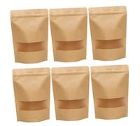 ABOOFAN 100 pièces Lot de Kraft Auto Adhésifs avec Fenêtre Poche Alimentaire Refermable Sachets Alimentaires Résistants pour Conservations et Sèches Format