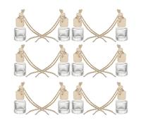 ABOOFAN 12 pièces Flacons Parfum Miniatures Verre avec Cordon et Bouchon Bois Flacons Diffuseurs Aromathérapie Réutilisables pour Voiture Parfum Compact Transparent Décoration Intérieure