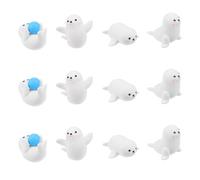 ABOOFAN 12 Pièces Mini Figurine de Petit Phoque Blanc en Résine, Décor