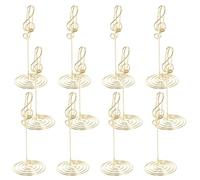 ABOOFAN 12 Pièces Porte-Panneau de Mariage Doré en Fer, Clips Porte-Cartes de Bureau Forme Note de Musique, Support Vertical Compact pour Organisation et Décoration