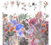 ABOOFAN 120 Autocollants Fleurs et Plantes pour Scrapbooking Loisirs Créatifs Surface Transparente PET Imperméable Motifs Vintage Floraux et Nature pour Agendas et Carnets