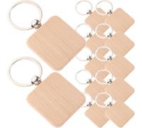 ABOOFAN 12pcs Porte-clés en Bois à Graver Ébauches pour Bricolage, Matériau Hêtre et Alliage, Design Délicat, pour Loisirs Créatifs