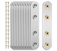 ABOOFAN 14 Pièces Équerre Plate en Acier Inoxydable Argenté avec Trous, Support Droit Stable et Facile à Installer pour Meubles en Bois
