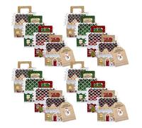 ABOOFAN 16 pièces Boîtes Cadeaux Noël Maison Papier Kraft pour Friandises Biscuits Bonbons avec Poignée Décorations Festives Portables pour Fêtes et Cadeaux