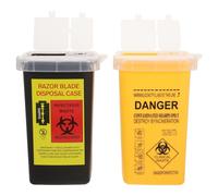 ABOOFAN 2 Conteneurs pour Déchets d'Objets Tranchants Miniatures Bac de Récupération Plastique Solide Petit Seau à Aiguilles de Tatouage Lot Jaune et Noir pour Collecte Sécurisée en