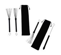 ABOOFAN 2 Ensembles Brosses de Batterie Fil Inoxydable avec Sac de Transport Accessoires de Percussion pour Batterie Jazz et Caisse Claire Durables et Ergonomiques pour Pratique et