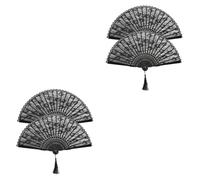 ABOOFAN 2 Ensembles Éventail en Dentelle Double Couche Dentelle D'éventail À La Main Doublures Titulaire Mini Éventails Pliants Traditionnels Ventilateur De Poche Bambou Black 2 Pièces * 2