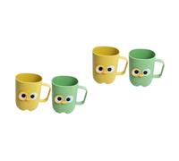 ABOOFAN 2 Ensembles Tasses Plastique Cartoon pour Salle De Bain Gobelets pour Brosse À Dents Et Rince Bouche Jaune Vert Accessoires De Lavabo 2 Pièces * 2