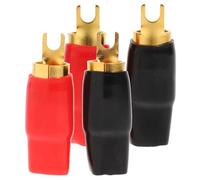 ABOOFAN 2 Paires Connecteurs pour Câble Enceinte avec Cosses Plates à Sertir Rouge et Noire Cuivre Plaqué Or pour Connexion Audio sans Distorsion Alternative Sécurisée Aux Fiches Banane