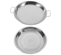 ABOOFAN 2 Pièces Assiette à Double Poignée en Acier Inoxydable | Finition Polie, Forme Simple et Fond Plat, pour Buffets et Repas Familiaux