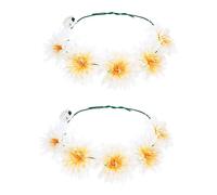 ABOOFAN 2 Pièces Bandeau Couronne Lumineuse Bracelets Joncs Pour Femmes Ruban à Cheveux Bleu Fleur Couronne Hawaïenne Bandeau Hawaï Coiffe Femme Enceinte L'été Accessoires Chiffon