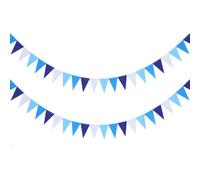 ABOOFAN 2 pièces Banderole Triangle Mini Non Tissé Bleu et Fanions Suspendus Légers pour Décoration Fête Mariage et Anniversaire