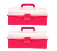 ABOOFAN 2 Pièces Boîte à Outils avec Poignée Organisateur de Rangement pour Outils de Maquillage et Art des Ongles Boîte de Stockage Translucide pour Divers Petits