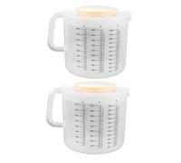 ABOOFAN 2 pièces Bol Doseur Plastique avec Couvercle Anti-éclaboussures Grand Pichet de Mélange pour Œufs et Pâtisserie Mug de Mesure Transparent pour Usage Domestique Lot