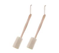 ABOOFAN 2 pièces Brosse de Exfoliante à Manche Long Bois Lot de Brosse Dos Loofah pour Gommage Corporel et Nettoyage Complet Du Dos Adaptée pour Bain