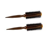 ABOOFAN 2 Pièces Brosse Ronde Pour Cheveux Bouclés Portable Avec Poils Naturels Et Manche Bois Brosse Chauffante Compacte Pour Coiffage Et Séchage Pour Cheveux Courts Et Bouclés