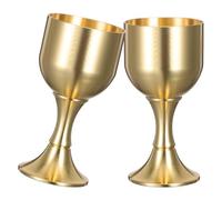 ABOOFAN 2 Pièces Calices de Communion en Laiton Doré, Coupe Cérémonielle Élégante et Vintage pour Mariages, Rituels Religieux Décoration Solide et Design Classique