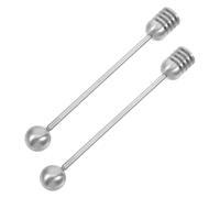 ABOOFAN 2 Pièces Cuillère à Miel Acier Inoxydable avec Manche Droit et Perle Ronde Agitateur Antiadhésif pour Miel et Confiture Ustensile pour Usage Domestique et Commercial