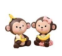 ABOOFAN 2 Pièces De Couple Miniature Gâteau De Singe Figurine De Singe Mignon Artisanat d'animaux en Résine Statue De Singe Singe en Résine Banane Les Amoureux Tableau De Bord