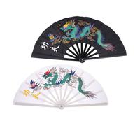ABOOFAN 2 Pièces Éventail Pliant Kung Fu Dragon Plastique Léger Ventilateur Main pour Danse Tai Chi Festivals Mariages avec Effet Sonore