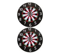 ABOOFAN 2 Pièces Horloge Murale Dartboard Ronde 25cm, Chiffres Arabes | Style Moderne Minimaliste, Motif Artistique, Montage Mural Facile, pour Bureau, Salle de Bain et Bar