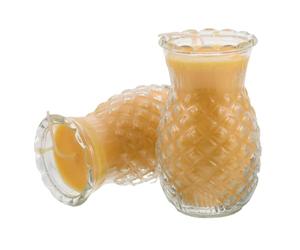 ABOOFAN 2 Pièces Lampe de Puja Bouddhiste Ananas, Verre Jaune | Coulure, Offrande D’autel, Usage Maison ou Temple, Symbole Amulette