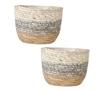 ABOOFAN 2 Pièces Panier De Fleurs Pot De Fleurs en Paille Cache-Pot en Rotin Panier De Jardinière en Osier Panier De Rangement en Osier Bac De Rangement Gazon Panier Pot De Fleur Fleuriste