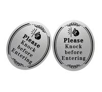 ABOOFAN 2 pièces Panneau Autocollant Étanche Veuillez Frapper Avant Entrer pour Porte de Chambre Lot de Signalisation avec Adhésif Puissant pour Bureaux et Cuisines