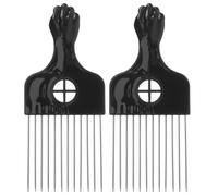 ABOOFAN 2 pièces Peigne Afro Acier Inoxydable à Manche Ergonomique pour Hommes Lot de Peignes à Dents Longues pour Coiffure Lissage et Séparation des Cheveux Frisés Accessoire de Styling