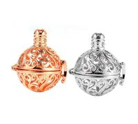 ABOOFAN 2 pièces Pendentif Collier Suspendu DIY Alliage Léger Diffuseur Huiles Essentielles Style Géométrique Creux Spirale Lot de Argent et Rose