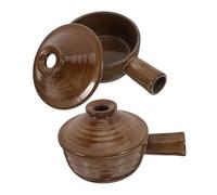ABOOFAN 2 Pièces Pot à Soupe Argile avec Couvercle Résistant Haute Température pour Mijotés Riz et Soupes Vaisselle Cuisine Maison Style Rétro