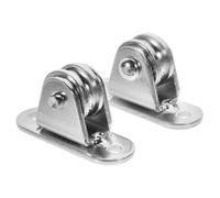ABOOFAN 2 Pièces Poulie attaquer roue de remorquage à fil suspendu roues de levage roulements à billes fixation de câble Fer nickelé Silver