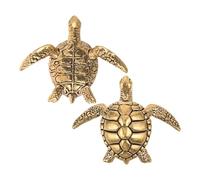 ABOOFAN 2 Pièces Statue Miniature de Tortue en Laiton Or, Décoration Multifonction pour Bain d'oiseaux et Jardin, Ornements Artisanaux pour Patio et Bassin Extérieur