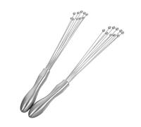 ABOOFAN 2 pièces Œufs Manuel Inox Poignée Longue Mélangeur Polyvalent pour Sauces Crème et Cuisine Quotidienne Batteur à Main Pratique Électricité