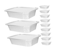 ABOOFAN 20 pièces Barquettes Aluminium Épaisses avec Couvercles Résistantes à Haute Température Compatibles Friteuse à Air Lot pour Barbecue Cuisson et Grillade à