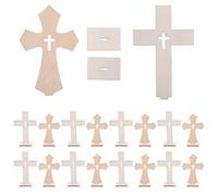ABOOFAN 20 Pièces Croix en Bois avec Socle Stable pour Décoration de Table Polyvalente, Style Rustique Minimaliste, pour Baptême et Communion