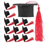 ABOOFAN 20 Pièces Lot de 20 Mini Toques de Graduation en Feutrine avec Pompons Rouges, Petites Décorations Festives pour Gâteaux, Bouteilles et Loisirs Créatifs, Taille 5,6 X 5,6 X 3,3 CM,