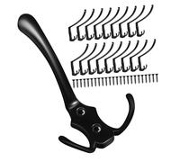 ABOOFAN 20 Pièces Lot de Crochets Muraux Noir Patères Triples Design Simple et Moderne pour Manteaux Chapeaux et Serviettes Faciles à Installer pour Maison et Salle de Bain