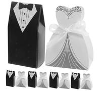 ABOOFAN 200 Pièces Boîtes à Dragées Mariage Mini Candy Boxes Élégantes Papier Forme Robe de Mariée et Smoking pour Décorations et Invités