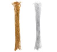 ABOOFAN 200 Pièces de Cordelette Métallique 25 CM pour Étiquettes et Décorations Ficelle Dorée et Argentée pour Suspendre Boules de Noël Emballage Présent Fournitures de Vente au