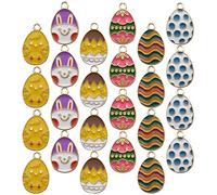 ABOOFAN 24pièces Pendentifs De Pâques De Charmants Œufs Lapins Et Poules Pour Bijoux Pour Décorations De Fête Et Collections Personnelles