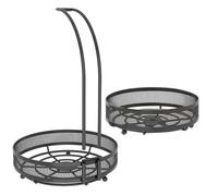 ABOOFAN 2étage Panier à Fruits Double Avec Crochet Noir Corbeille Métallique Multifonction Pour Cuisine Rangement Fruits Légumes Pain Et Snacks Organisateur De Comptoir Pratique