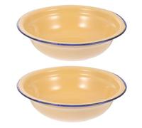 ABOOFAN 2pcs Bassines à Soupe en Émail Épaissi Pratiques Style Vintage Simple pour Maison et Hôtel