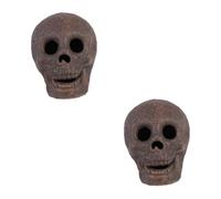 ABOOFAN 2pièces Décoration De Crâne Céramique Résistante Chaleur Pour Halloween Accessoire Ambiance Pour Cheminée Et Feu De Camp Ornement Réaliste Pour Fêtes Et Événements