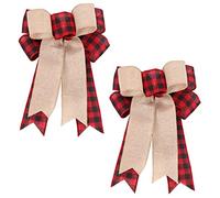 ABOOFAN 2pièces Décorations Nœud Rouge à Carreaux pour Accessoires Festifs pour Maison Et Magasin